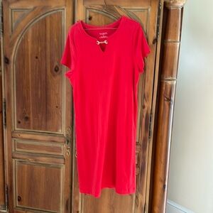 Red 100% cotton short sleeve dress